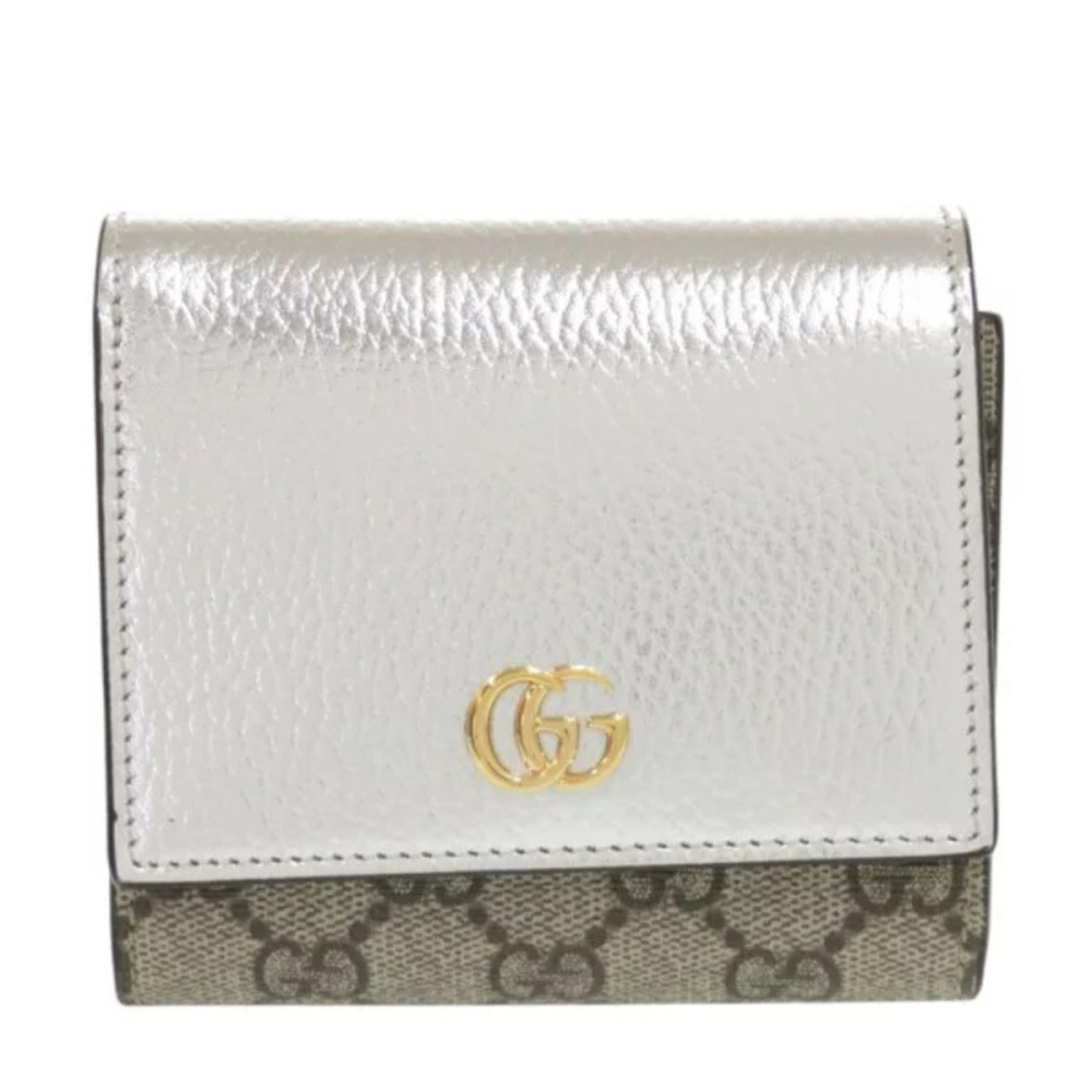 Gucci GG Marmont Supreme Canvas Silver Bi fold Wallet